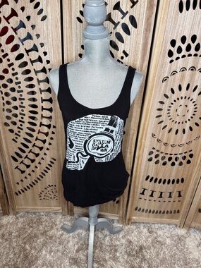 Halogen Black Scoop Neck Graphic Tank Top
